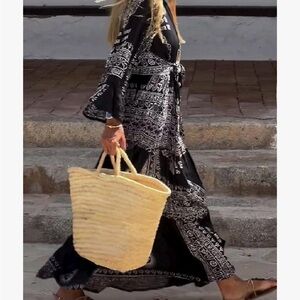 Boho Black and White Maxi Dress